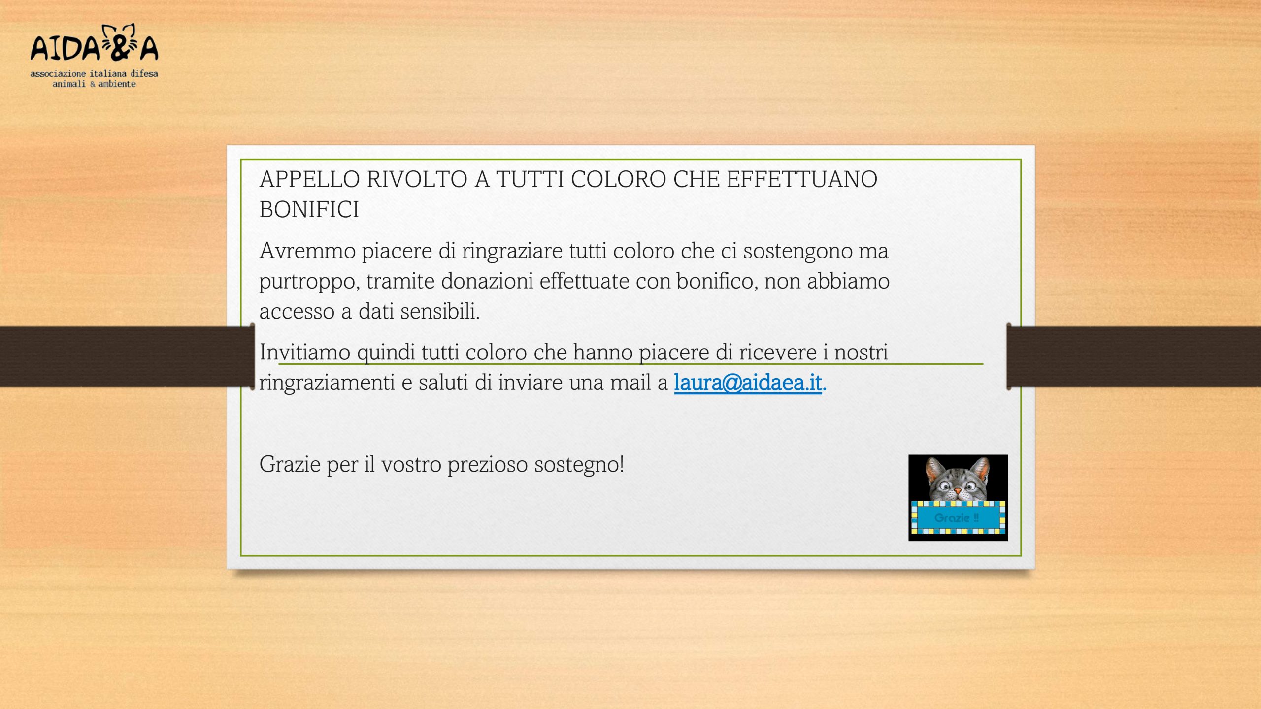 Grazie per il vostro sostegno